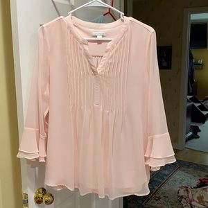 Charter Club Doubled Ruffle Solid Pin Tuck Top